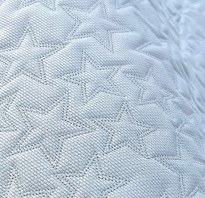 22,5mb OUTLET VELVET niebieski pikowany w Gwiazdki. Tkanina wyściółkowa Minky Plusz Materiał wyściółkowy