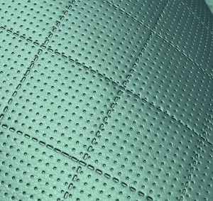 19mb OUTLET Ekoskóra SOFT zielony metalik pikowana w romby 5x5cm Perforowana Tkanina Skaj Derma Obiciowa Wodoodporna