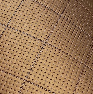 20mb OUTLET Ekoskóra SOFT ciemno złota pikowana w romby 5x5cm Perforowana Tkanina Skaj Derma Obiciowa Wodoodporna