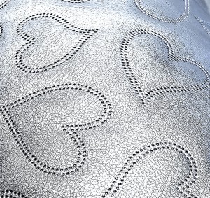 16mb OUTLET Ekoskóra SOFT srebrna pikowana w Serduszka Tkanina Skaj Derma Obiciowa Wodoodporna