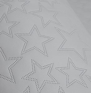 14mb OUTLET Ekoskóra SOFT jasno szara pikowana w Gwiazdki Tkanina Skaj Derma Obiciowa Wodoodporna