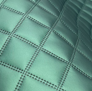 12,5mb OUTLET Ekoskóra SOFT zielony metalik pikowana w romby 7x7 Tkanina Skaj Derma Obiciowa Wodoodporna