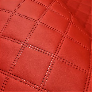 12,5mb OUTLET Ekoskóra SOFT czerwona pikowana w romby 7x7 Tkanina Skaj Derma Obiciowa Wodoodporna