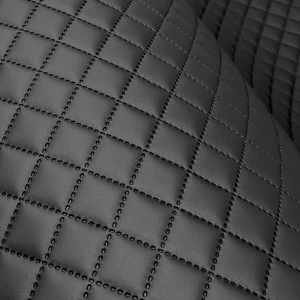 13mb OUTLET SOFT Czarna Eco Eko skóra pikowana 3x3 na piance Tkanina tapicerska Materiał obiciowy meblowy