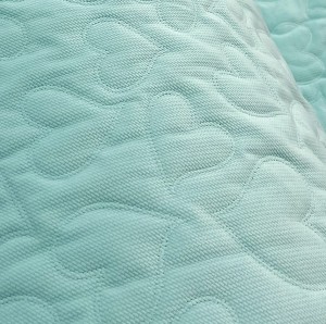 29,5mb OUTLET VELVET seledyn pikowany w Serduszka. Tkanina wyściółkowa Minky Plusz Materiał wyściółkowy